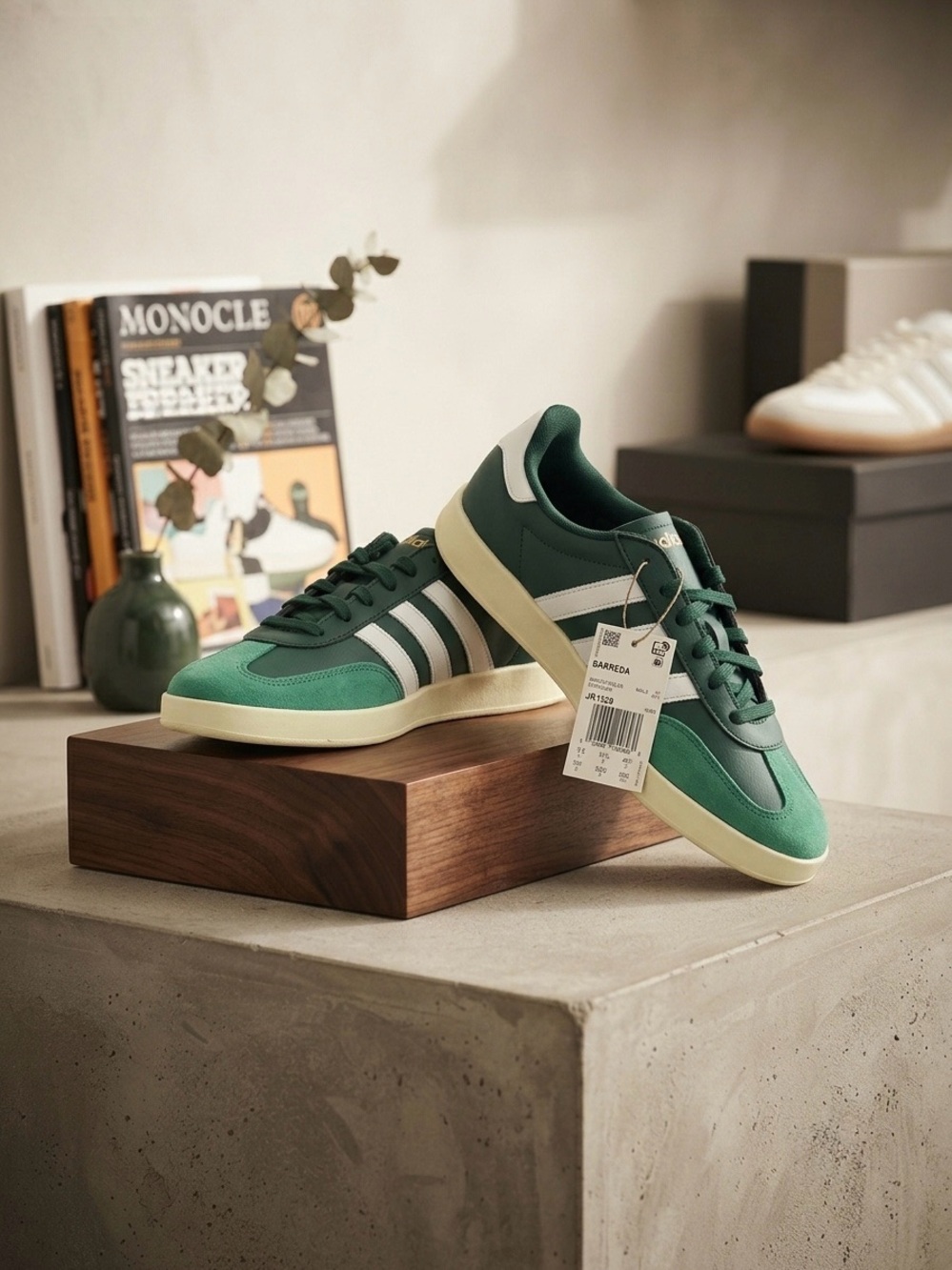 Adidas Barreda Green White Low Top Sneakers Men's Size 12 New with Box
